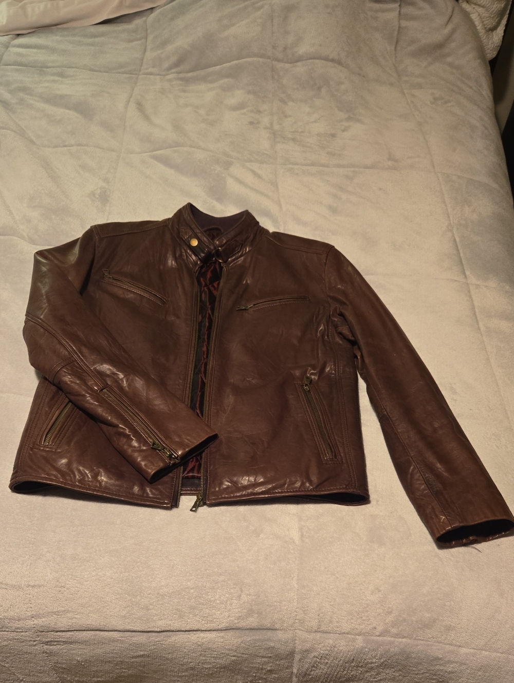 Danier Brown Leather Bomber Jacket